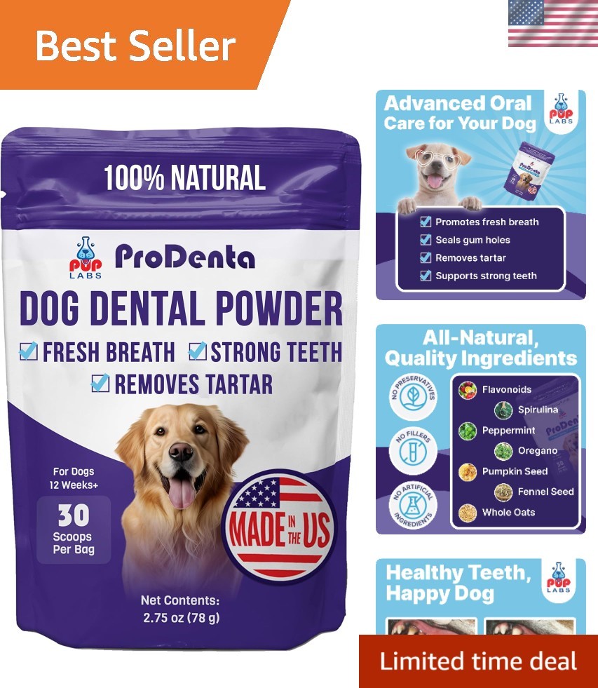 ProDenta, All-Natural Dog Dental Powder for Teeth Cleaning, Dental Powder for…