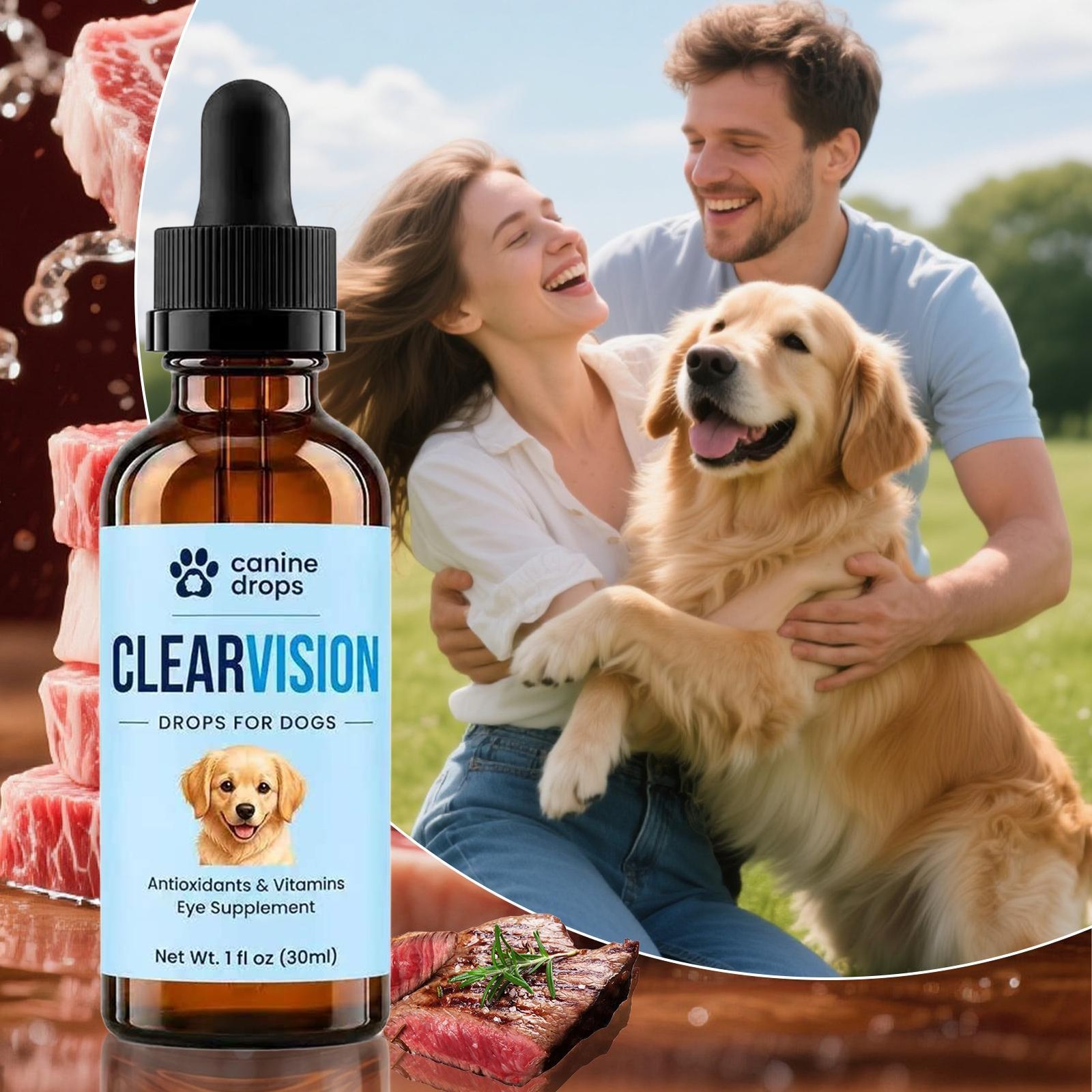 Canine Drops Clear Vision Drops For Dogs, Daily Eye Support Supplement 30ml