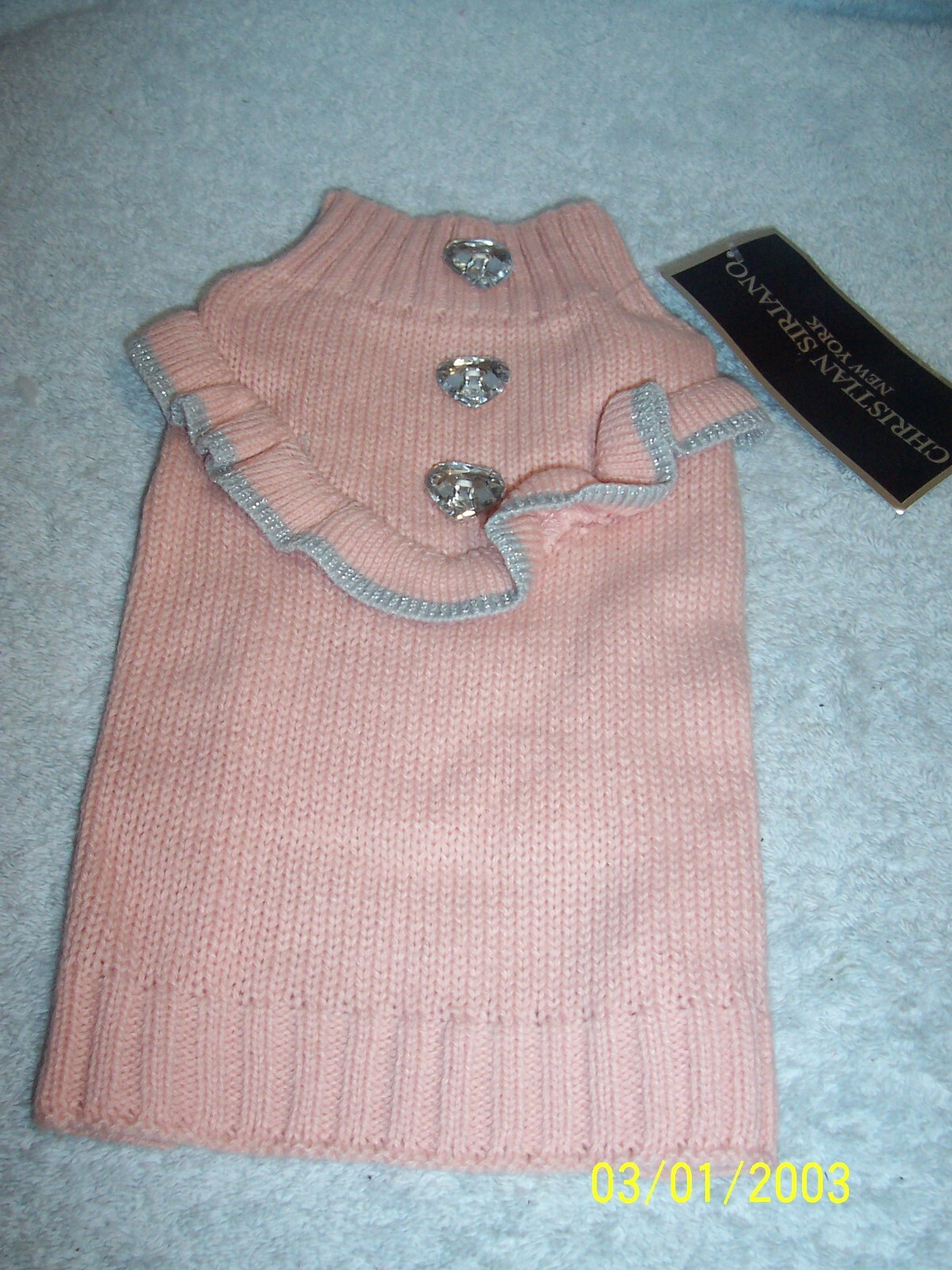Dog Sweater Extra Small Chest Girth 12″ – 15″ New Pink, Silver Gray White