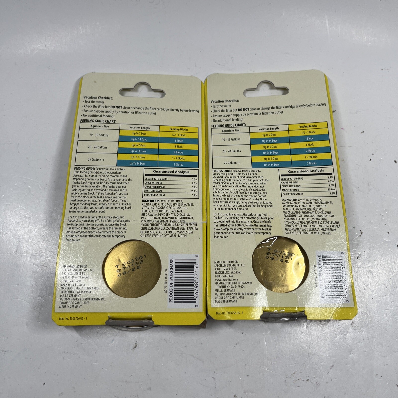 2x Tetra Vacation Feeding Block Slow Release 14 Days 30G Each Exp 09/2026