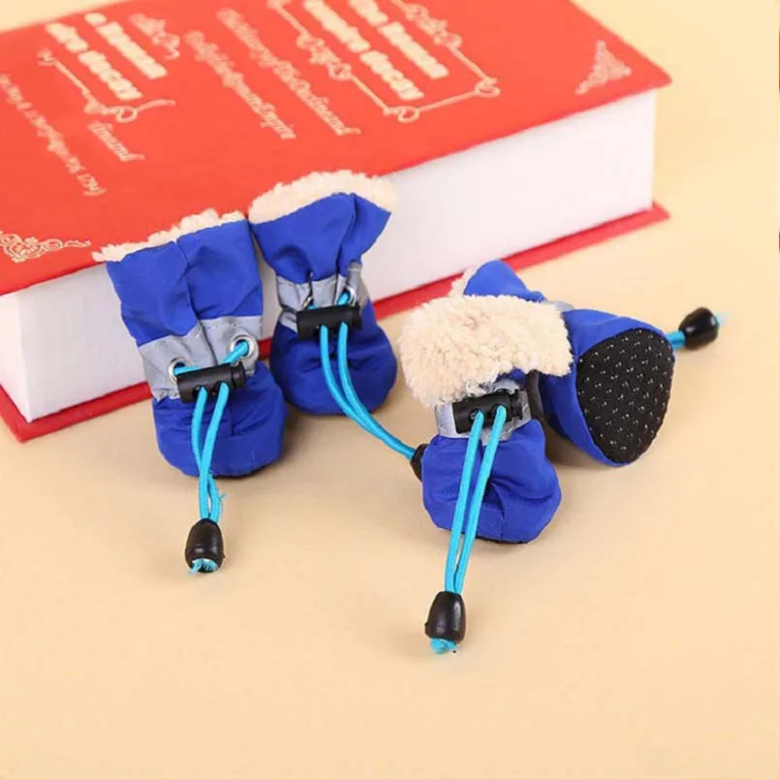 4PCS Waterproof Dog Shoes Anti-Slip Pet Rain Boots for Small Dogs Cats