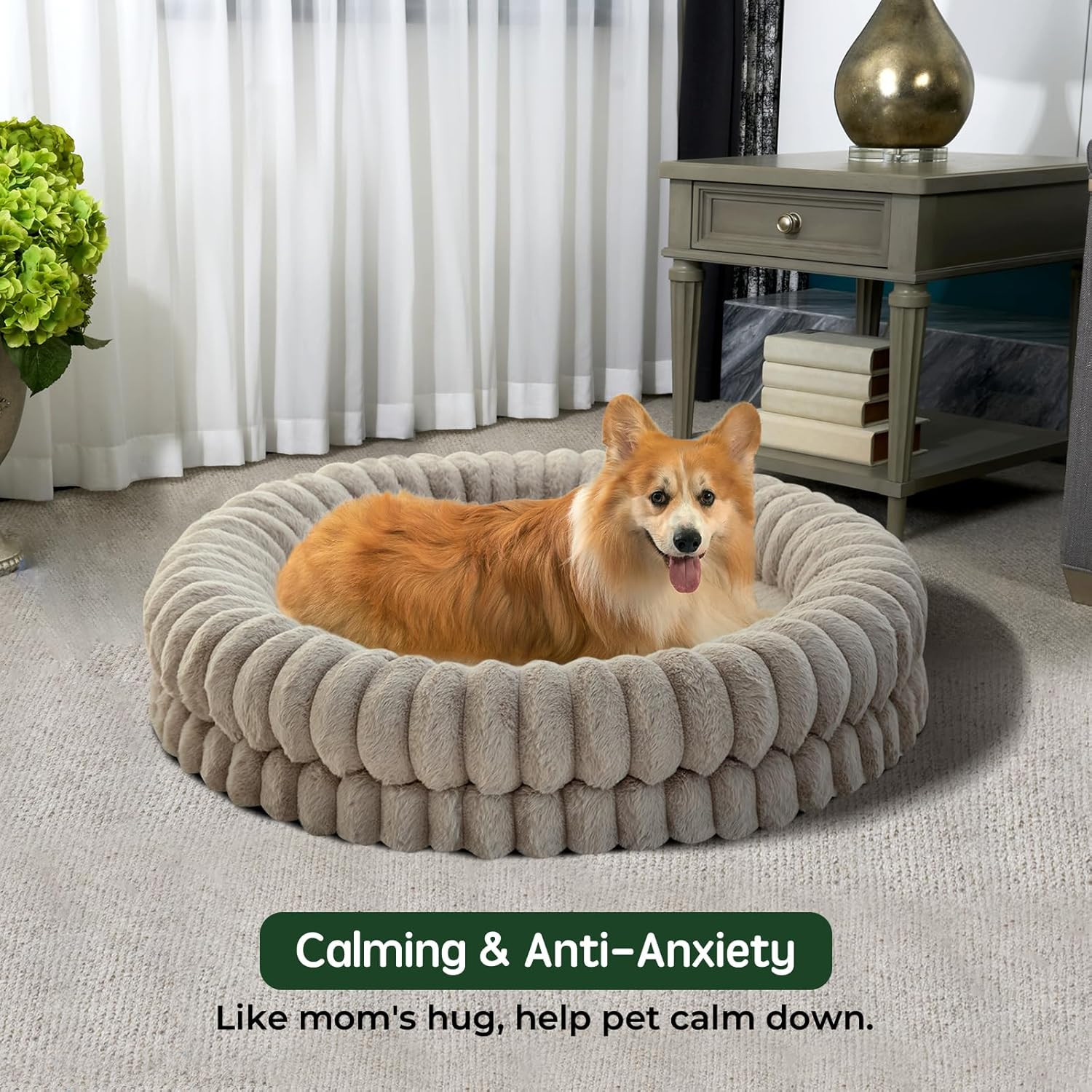 Luxury Donut Dog Bed, 36 Inches Round Dog Beds Large Sized Dogs Washable