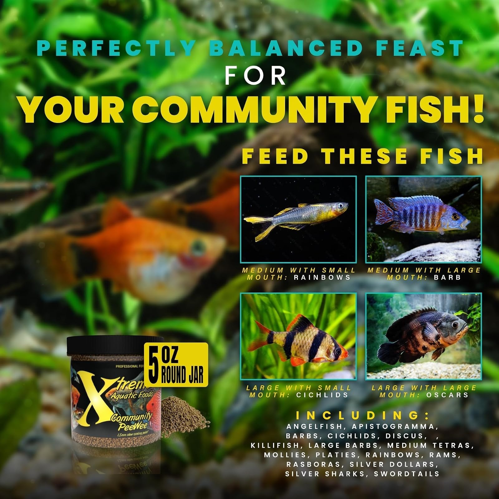Xtreme Community Peewee 1.5mm Pellets for Tropical Fish – 5oz