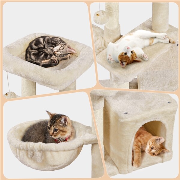 Cute Cat Tree Cat Tower w/ Platform, Cat Condo Cat Play House for Indoor Cats