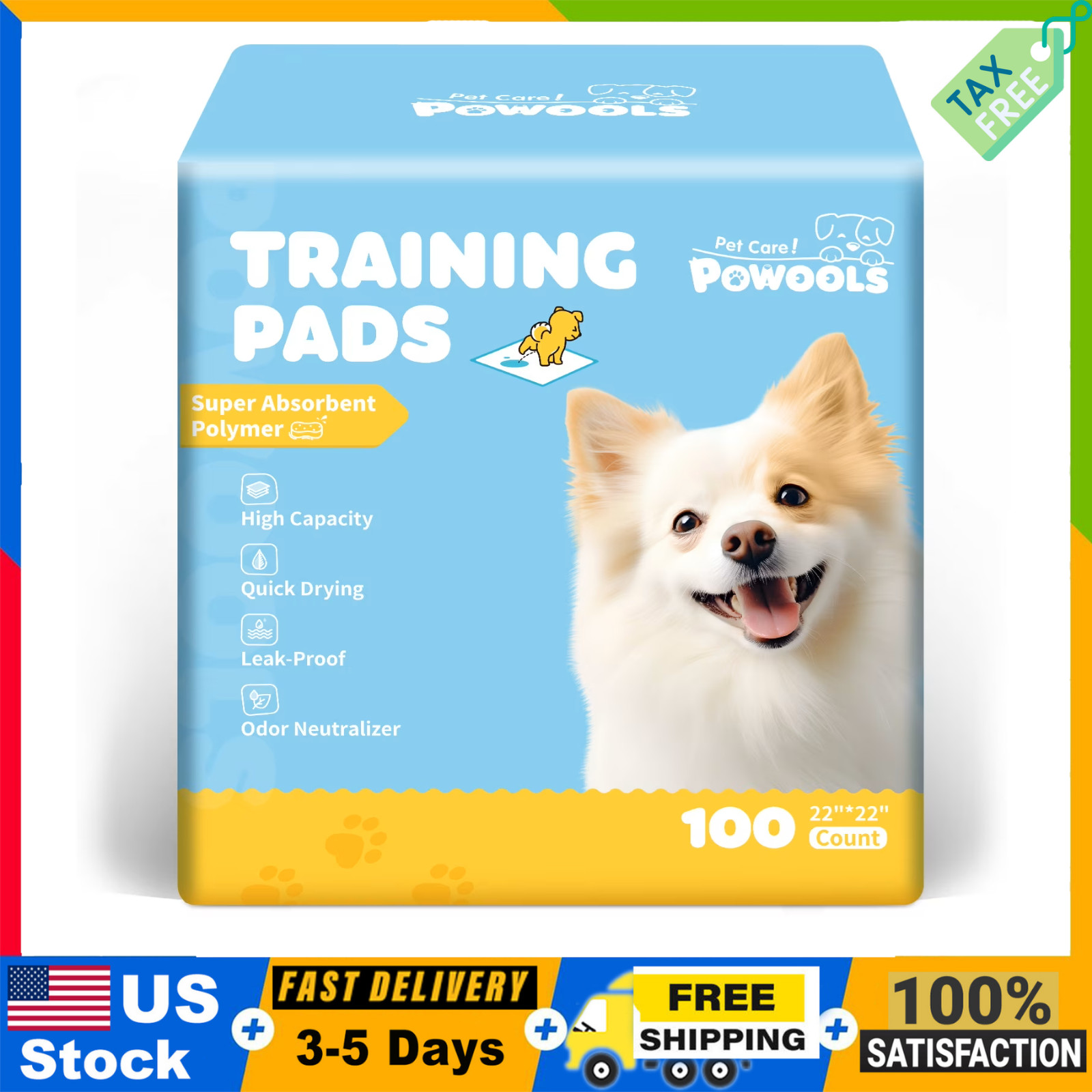 100 Count Puppy Training Pads 22″x22″ Super Absorbent Leak Proof Dog Pee Pads