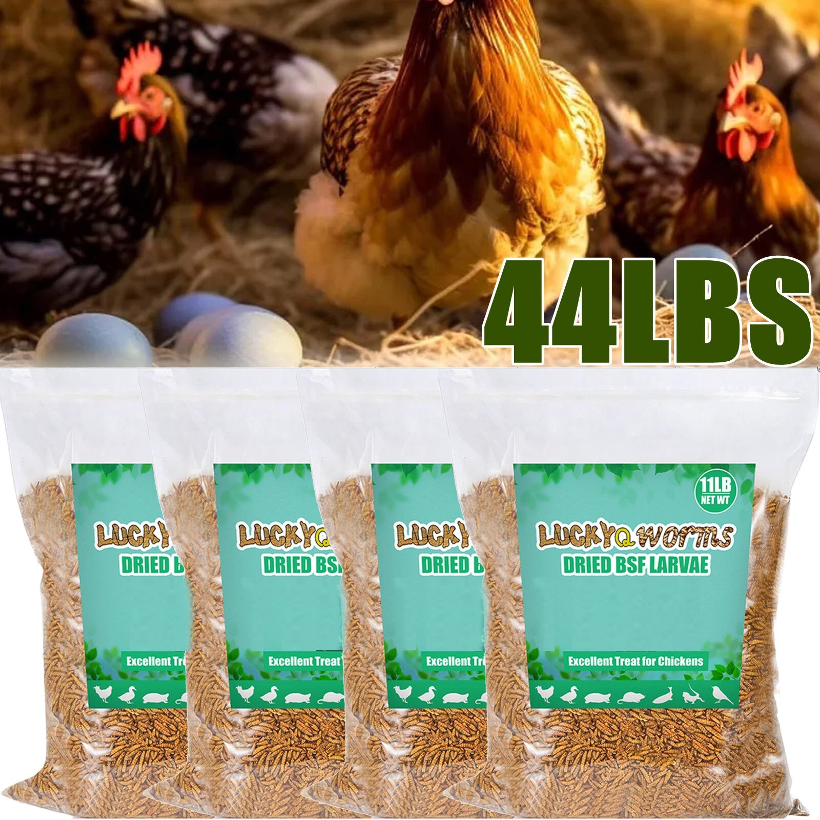 44LB Dried Black Soldier Fly Larva for Chickens Fish Turtles Treats High Calcium