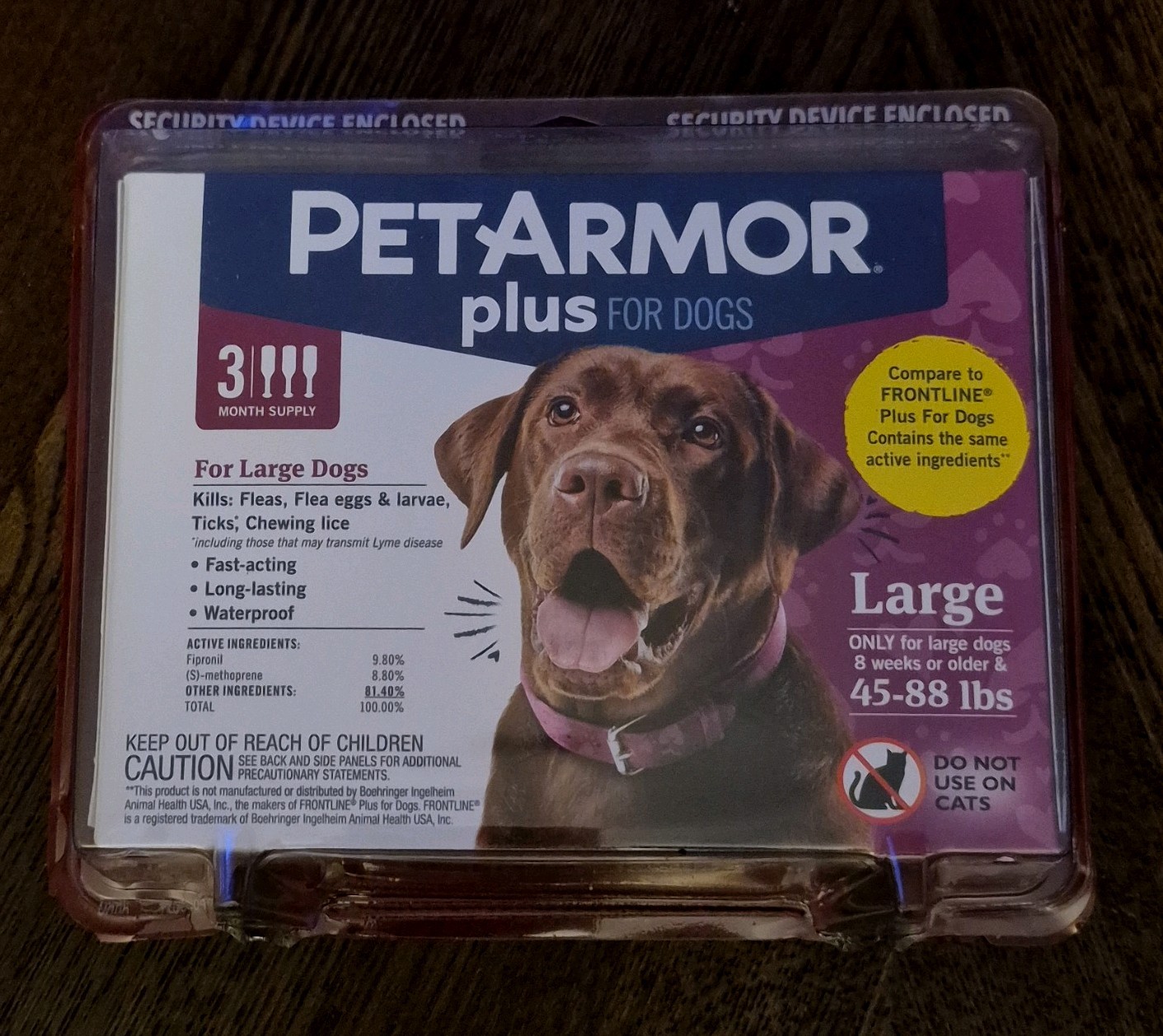 PETARMOR Plus for Large Dogs 45-88lbs Flea Ticks Treatment Waterproof 3 Doses