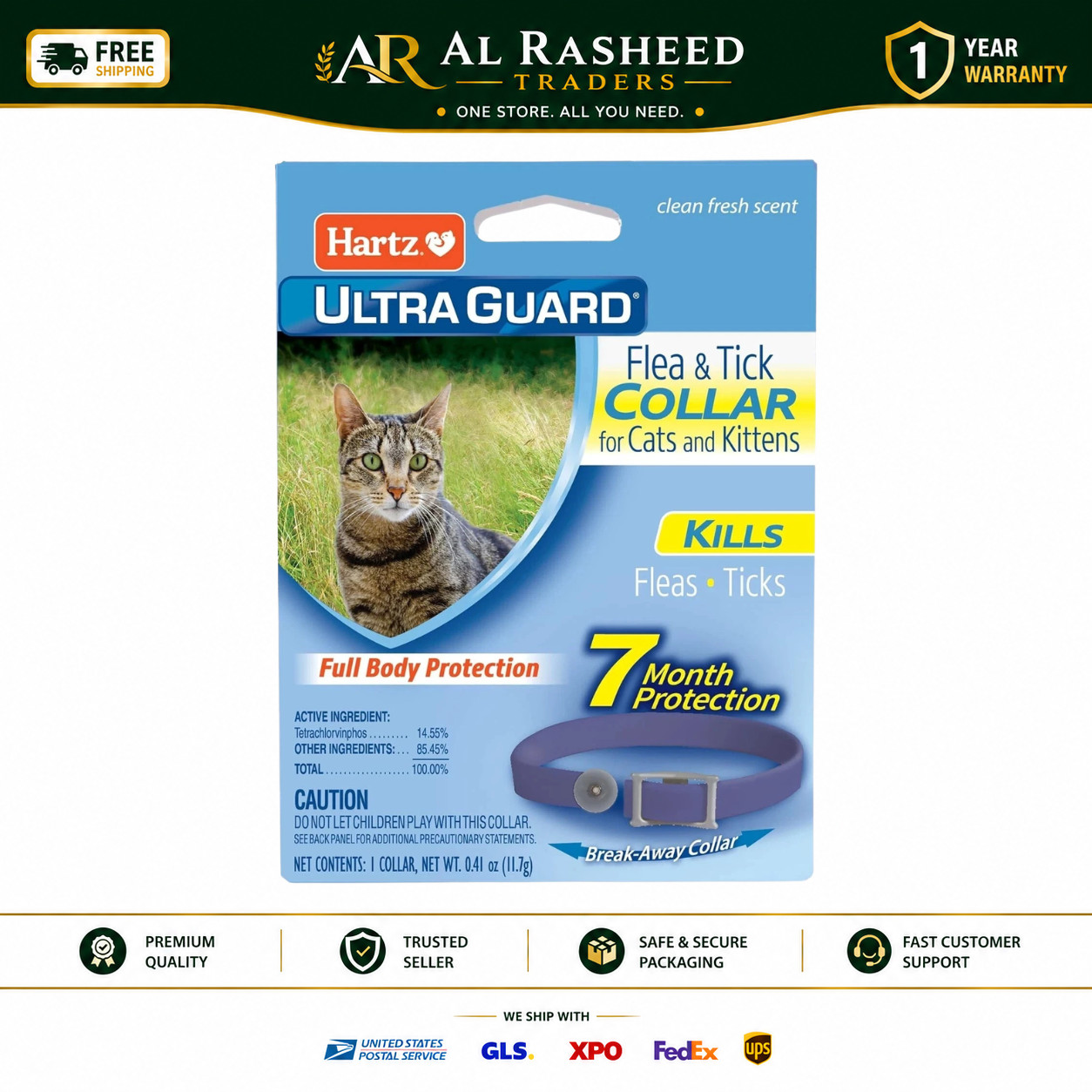 Hartz UltraGuard Flea & Tick Collar for Cats & Kittens 7 Months Protection, 1ct