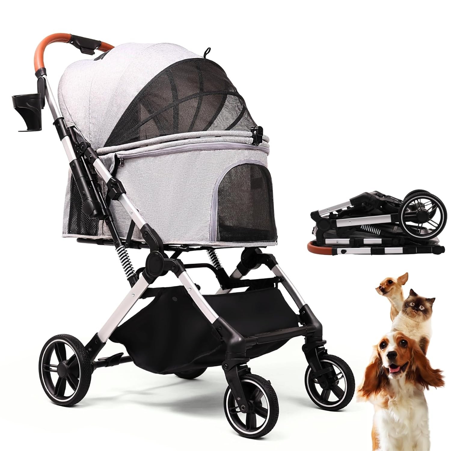 for Small and Medium Dogs and Cats up to 45 lbs, T All Terrain 4-Wheel, Gray