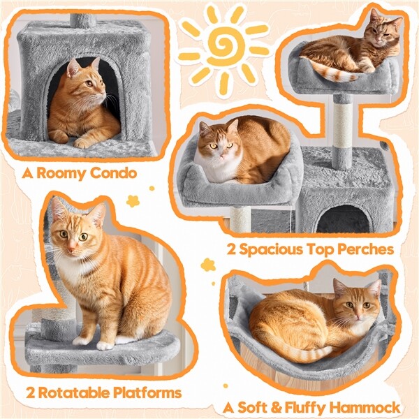 Large Cat Tree Cat Tower Playing House Condo w/Scratching Posts for Indoor Cats