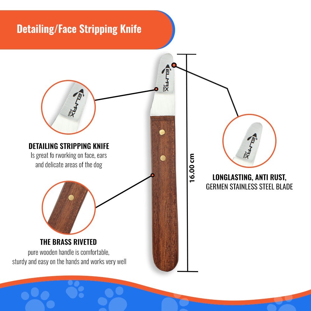 Elmax Pro stripping knife for dogs hand stripping tools for dog grooming Pack 4