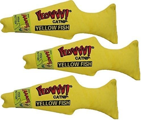 YEOWWW! Catnip Yellow Fish Pure Organic Leaf and Flowertop Cat Toy 3-Pack