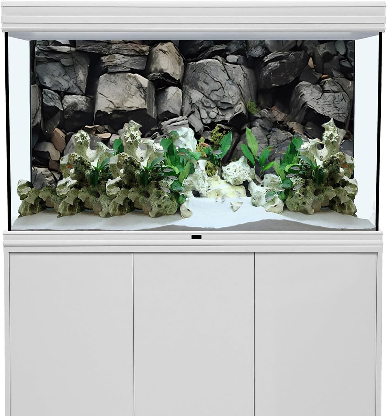 48X24 Inches Stone Aquarium Background Grey Rock Fish Tank Background Rocky T…