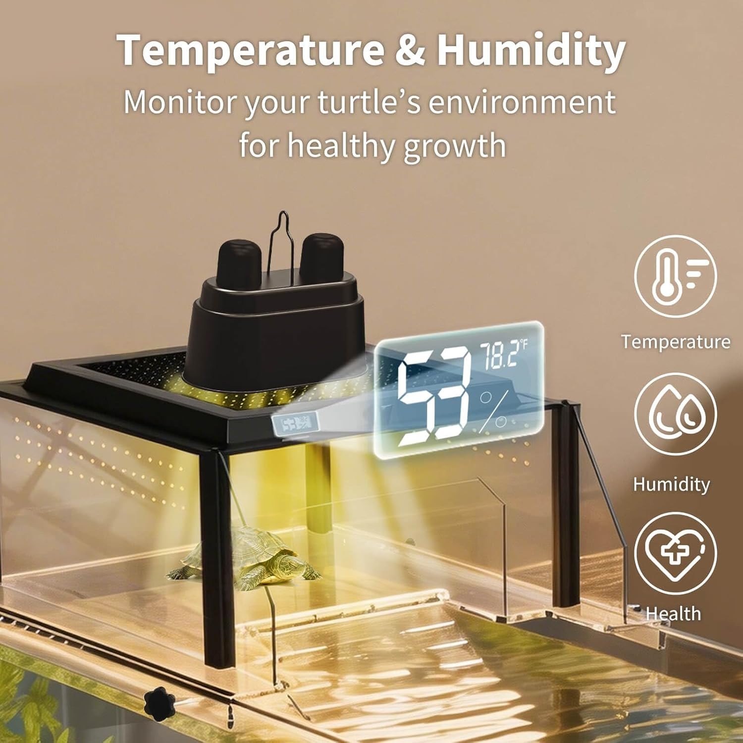 Upgraded Turtle Basking Platform for Aquatic Turtles with Temp Fits 17–19″ Aqua