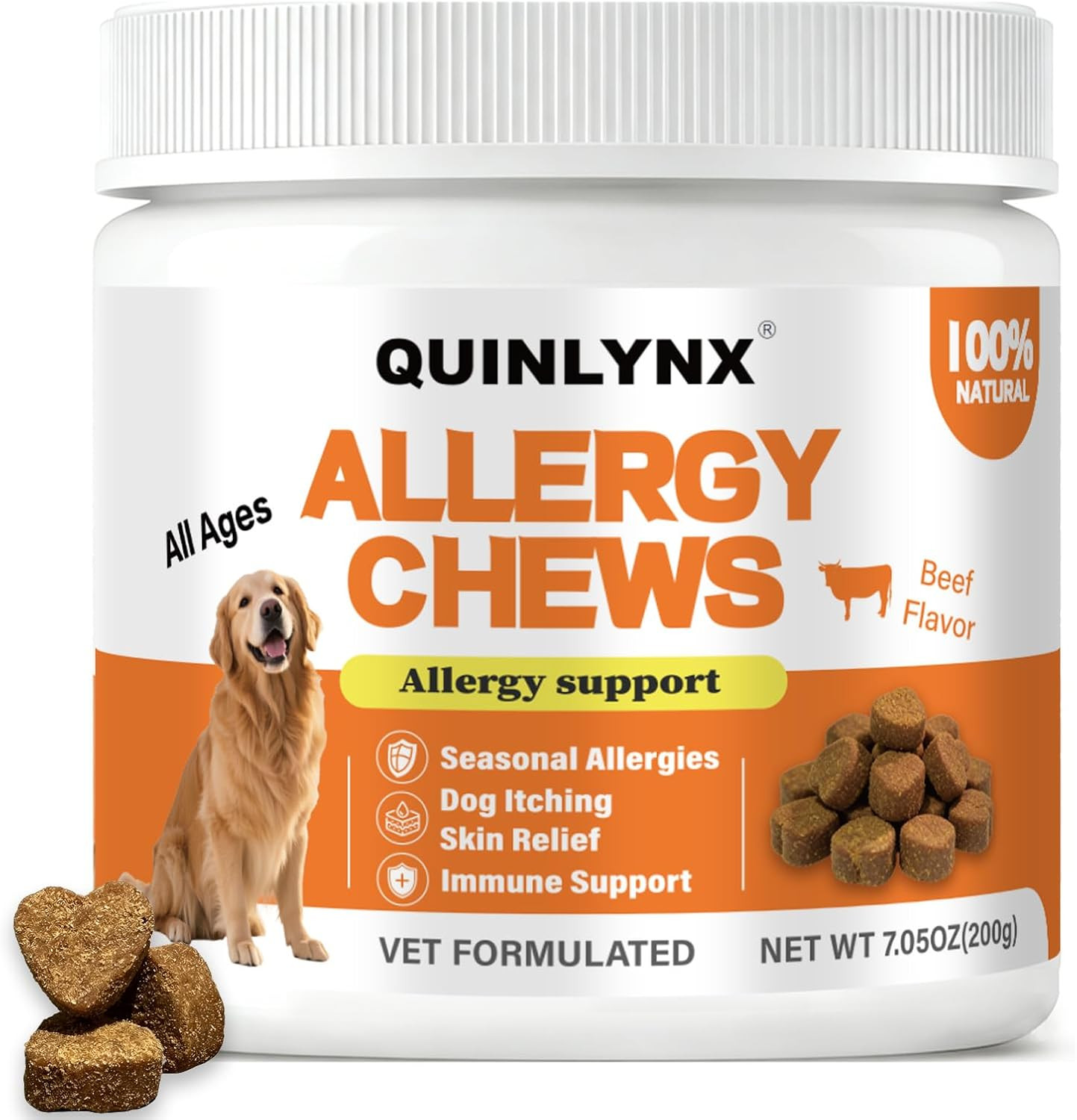 Allergy Chews for Dogs, Dog Probiotics, Yeast Support, Itchy Skin & Ears Relief,
