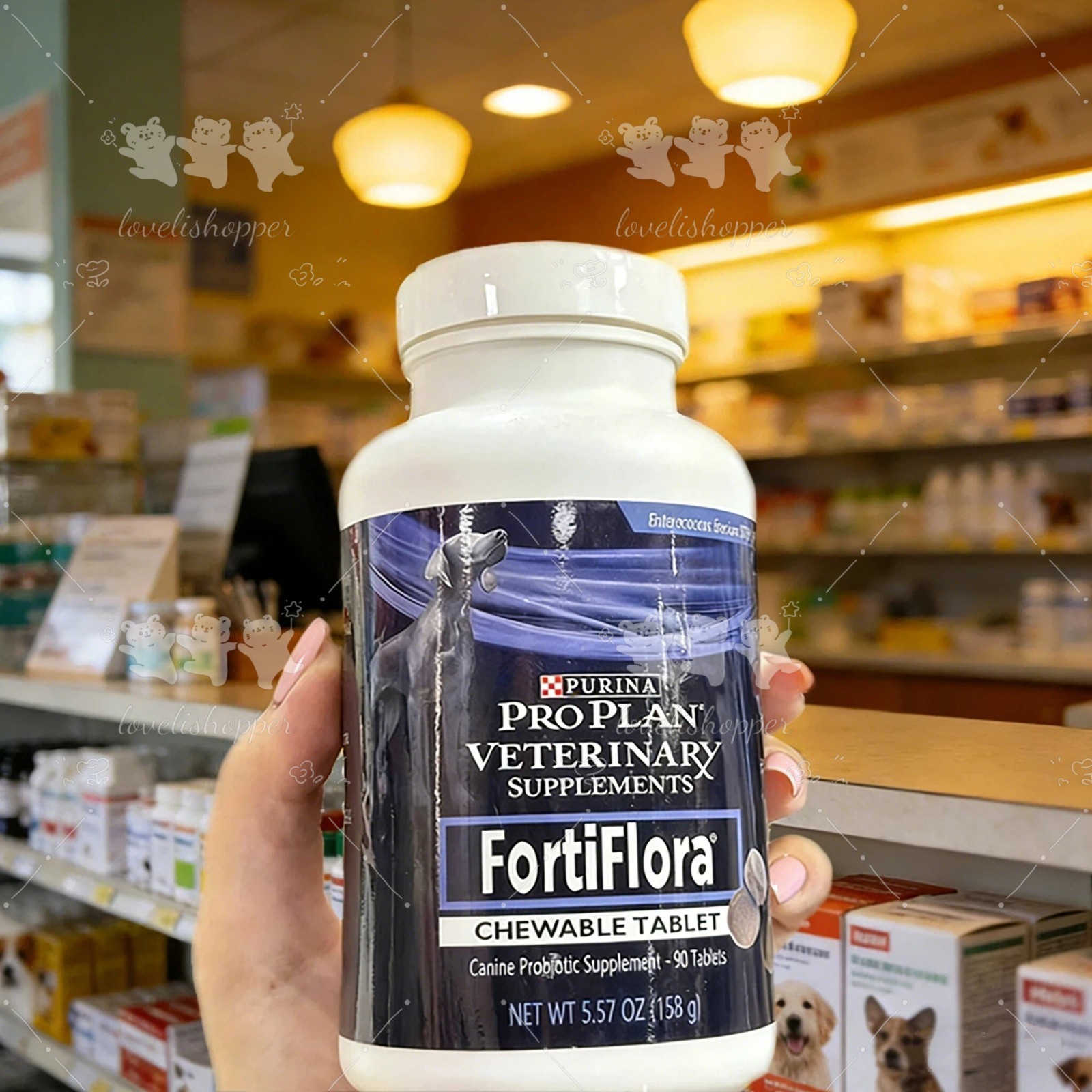 Pυrιnα ƿro ƿlan FortιFIora Probiotic Supplements Dog 90 Chewable Tablet Exp12/27