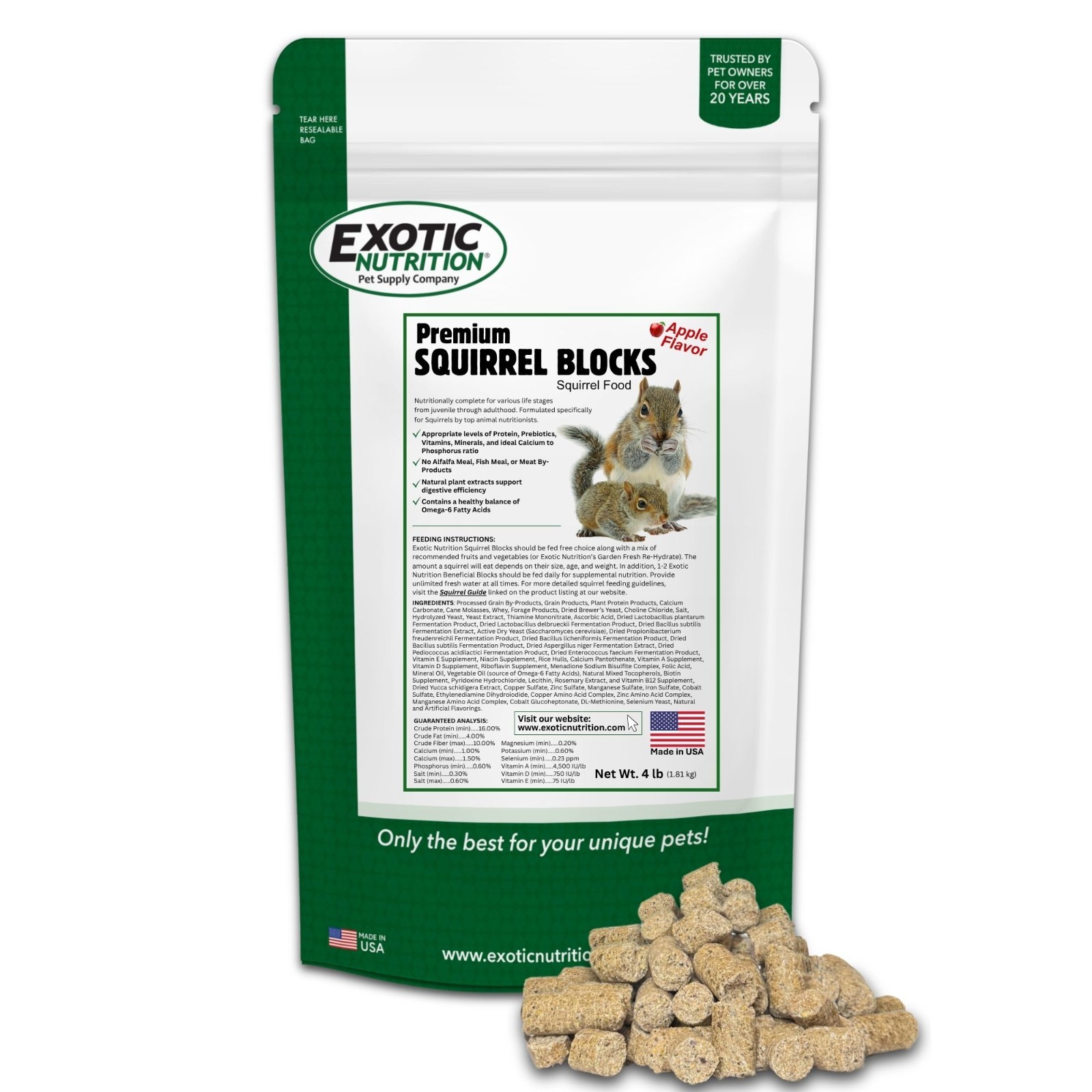 Premium Squirrel Blocks 4lb – Gut Healthy Daily Food for Squirrels
