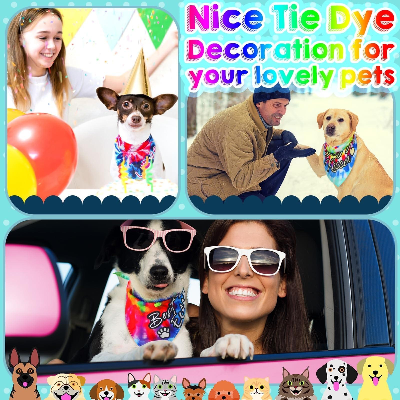 50 Pcs Dog Bandanas Bulk Pet Bibs Colorful Triangle Scarf Pet Bandanas for Me…