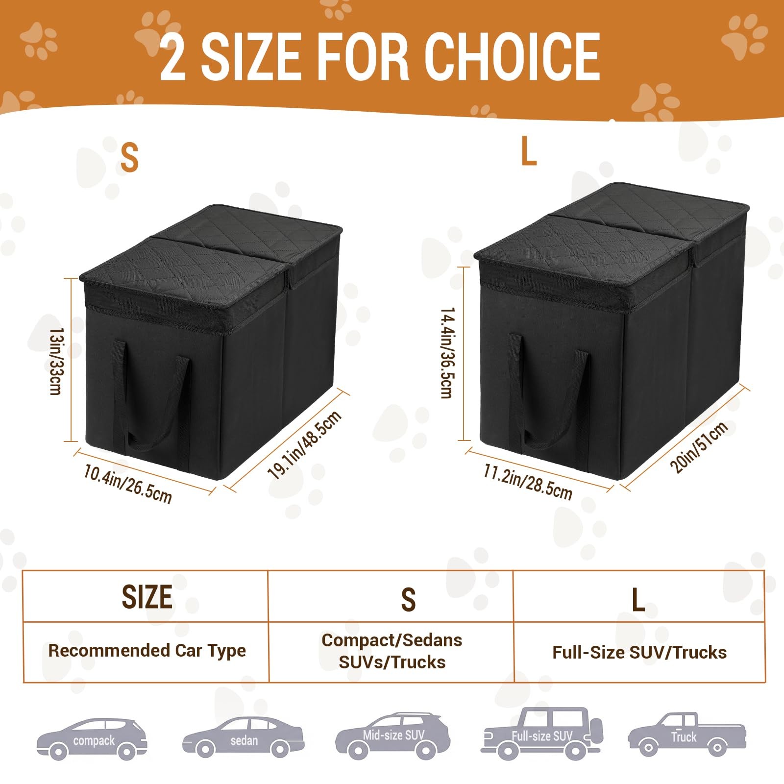 Dog Car Seat Extender 120 LB Capacity Back Storage Black 19.1×10.4×13 UNICITII