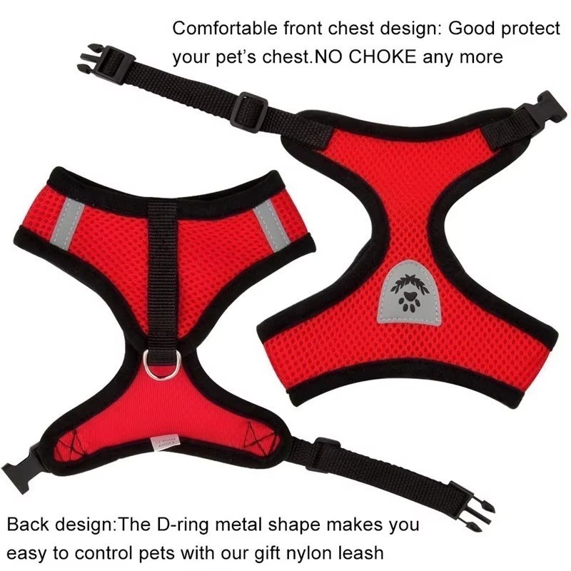 Cat Dog Pet Harness Adjustable Control Vest Dogs Reflective S M L XL Leash