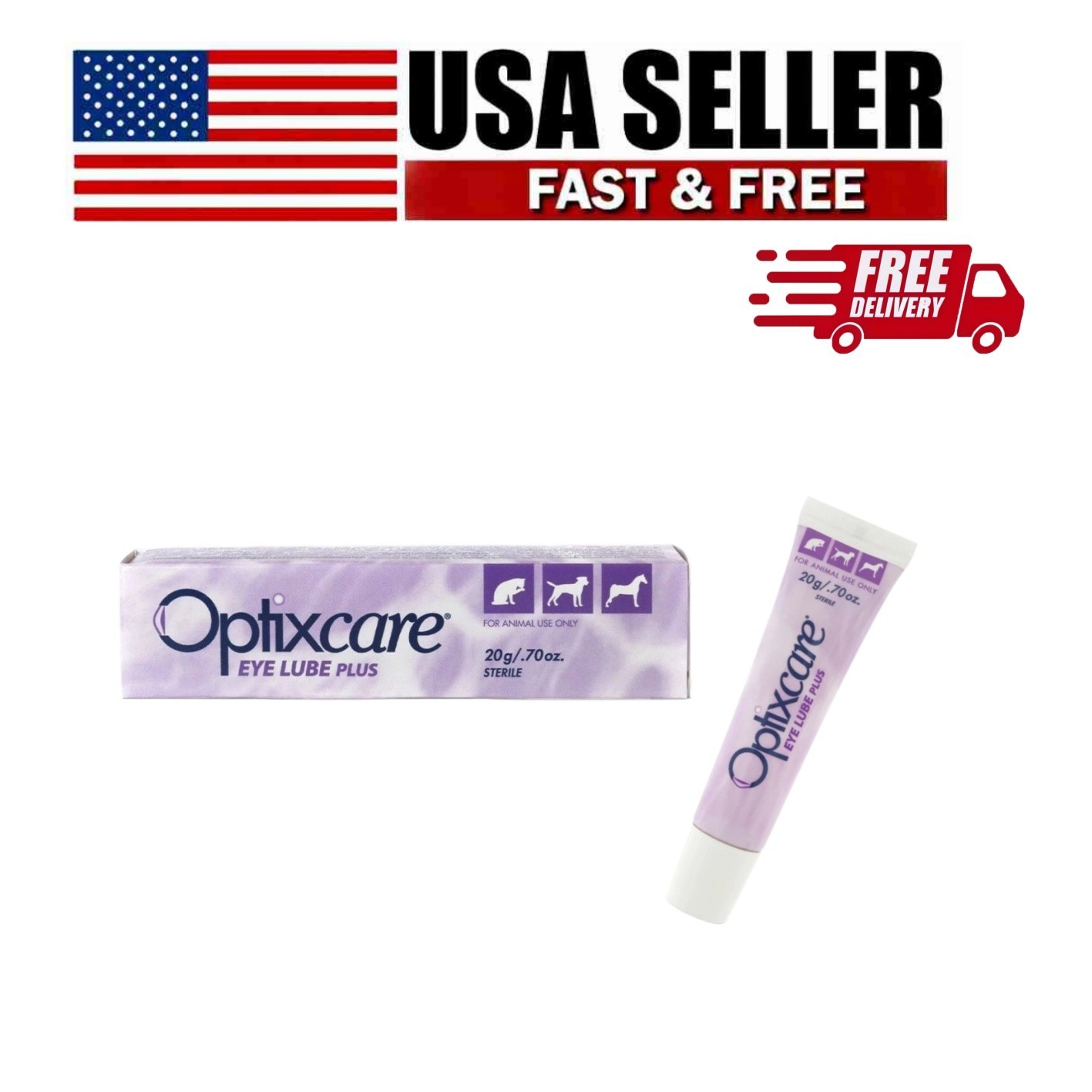 OptixCare Eye Lube Plus + Hyaluron 20g for Dog Cat Horses-1 PACK