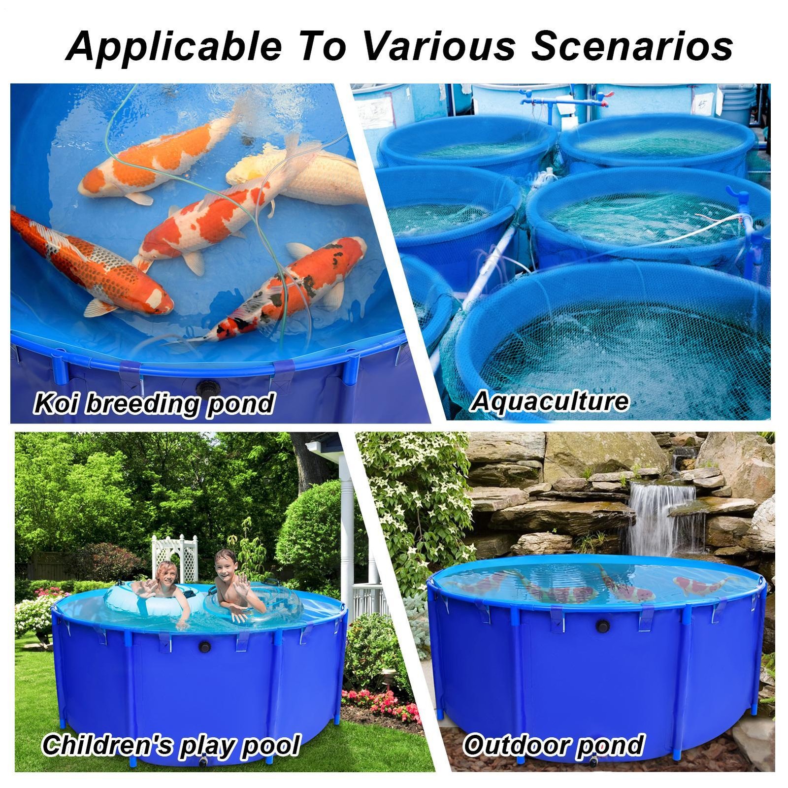 634 Gal Pool Ground Canvas Fish Pond Circular Pool Large for Outdoor