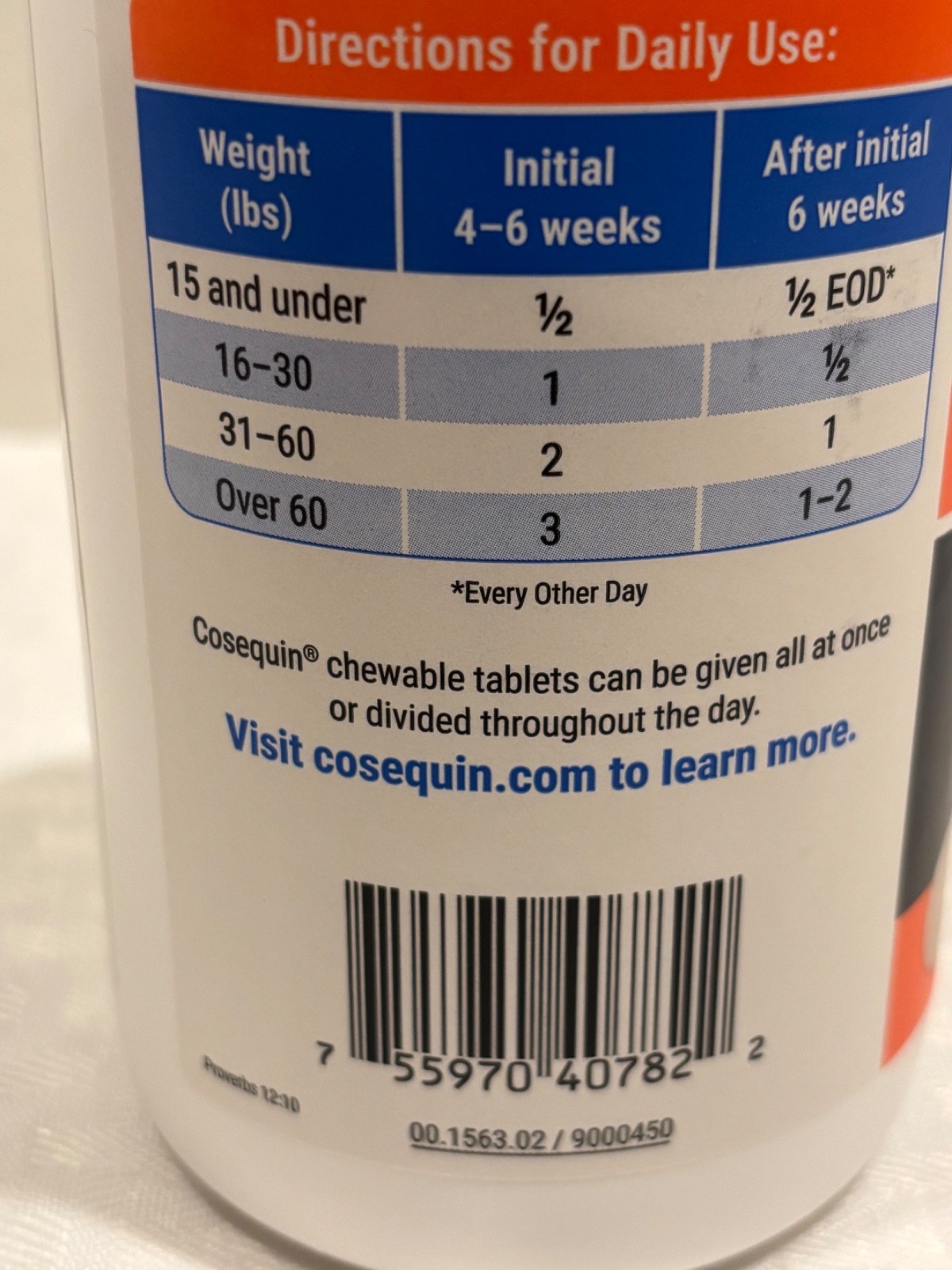 Cosequin MSM Joint Health Supplement for Dogs – 180 Chewable Tablets (Jan 2028)