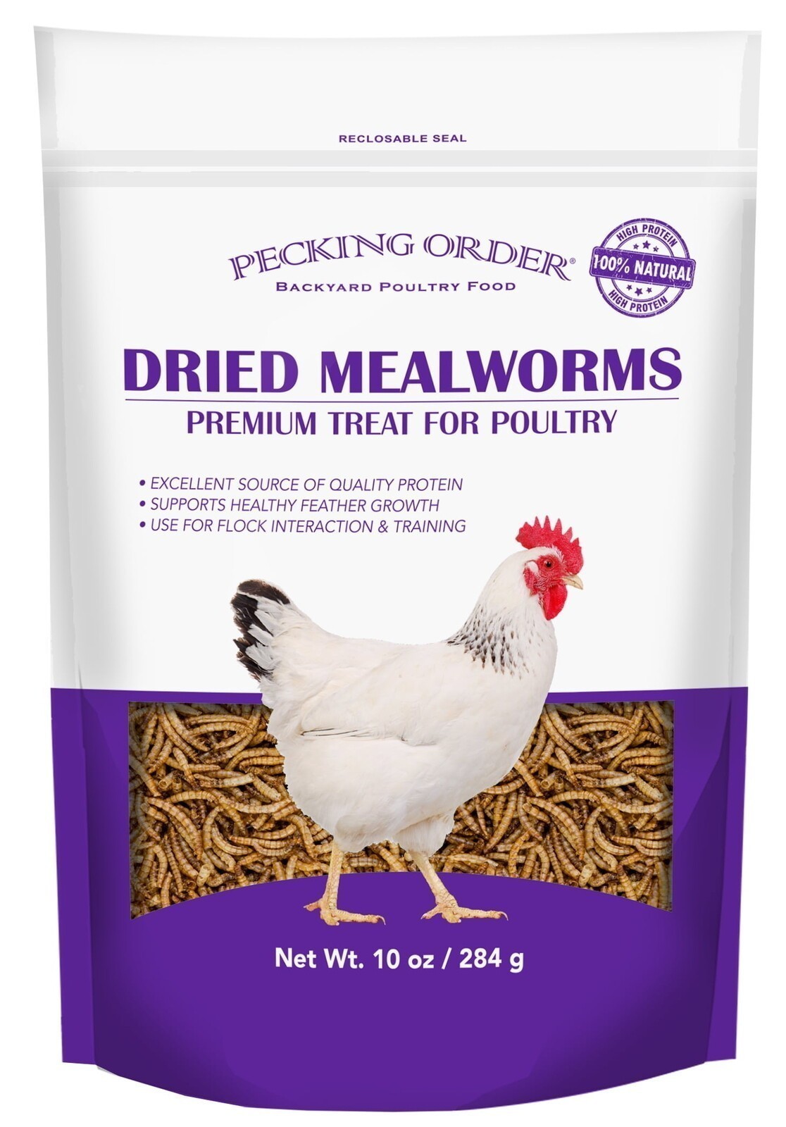 Dried Mealworms Backyard Chicken Feed & Treat High Protein Feather Growth 10 Oz