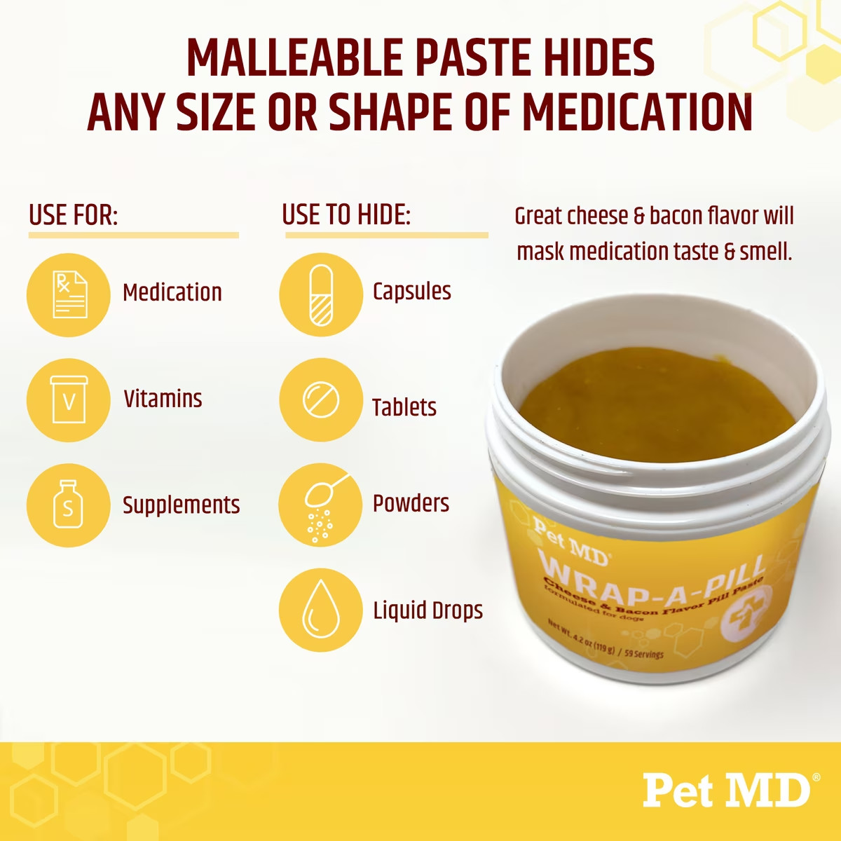 Wrap a Pill Treats Dogs & Cats , 8oz 102 Servings Hides Any Size, Cheese & Bacon