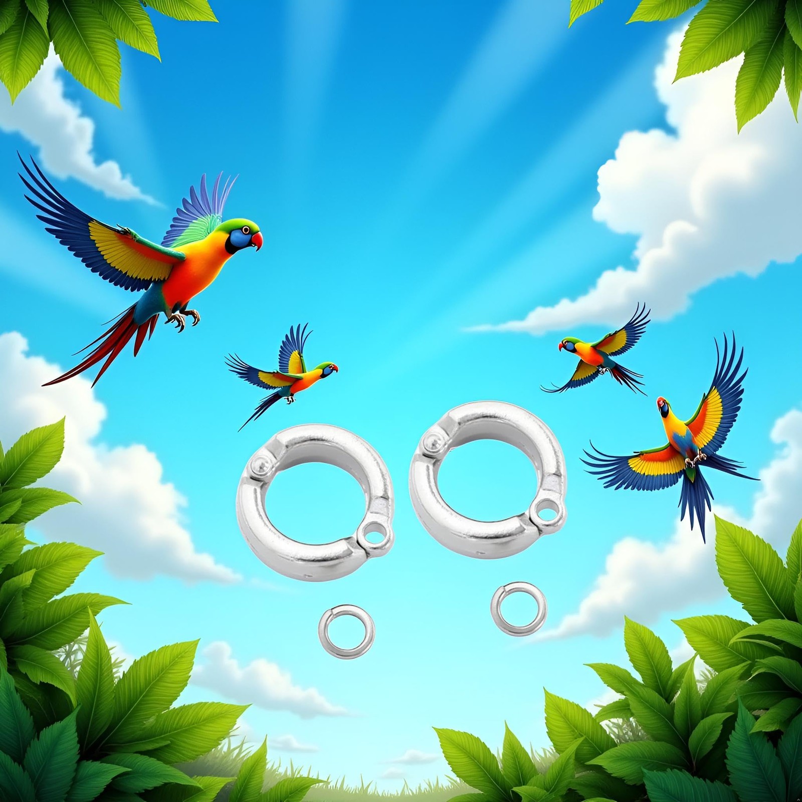 2 Pcs Silver Parrot Foot Rings Bird Leg Rings Adjustable Identification Bands