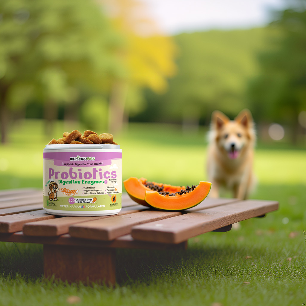 Dog Probiotics – 120 Soft Chews – Digestive Enzymes Supplement for Gut Health