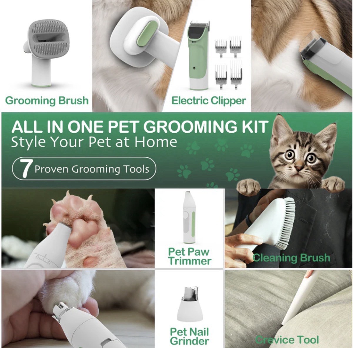 AIRROBO PG50Plus Professional Pet Grooming Vacuum Kit 11000Pa Clipper Brush Tool