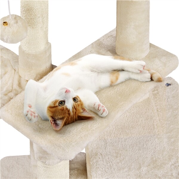 Cute Cat Tree Cat Tower w/ Platform, Cat Condo Cat Play House for Indoor Cats