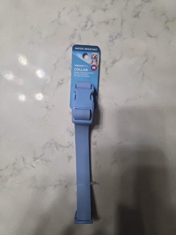 Vibrant Life Unisex Polyester Dog Collar Blue Med. neck size 14-20 inch 20-50lb