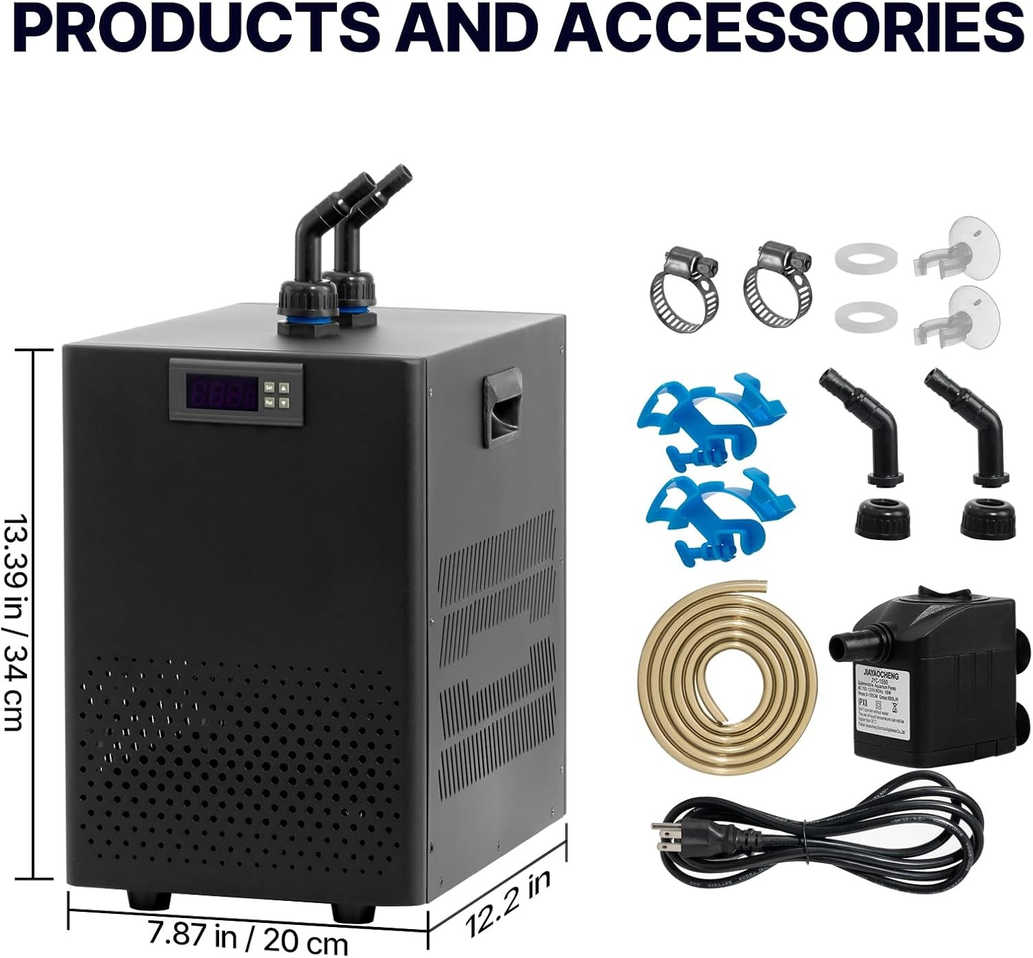 49 Gal 1/10 HP Aquarium Chiller Hydroponic 160L Water Chiller Fish Tank Cooler