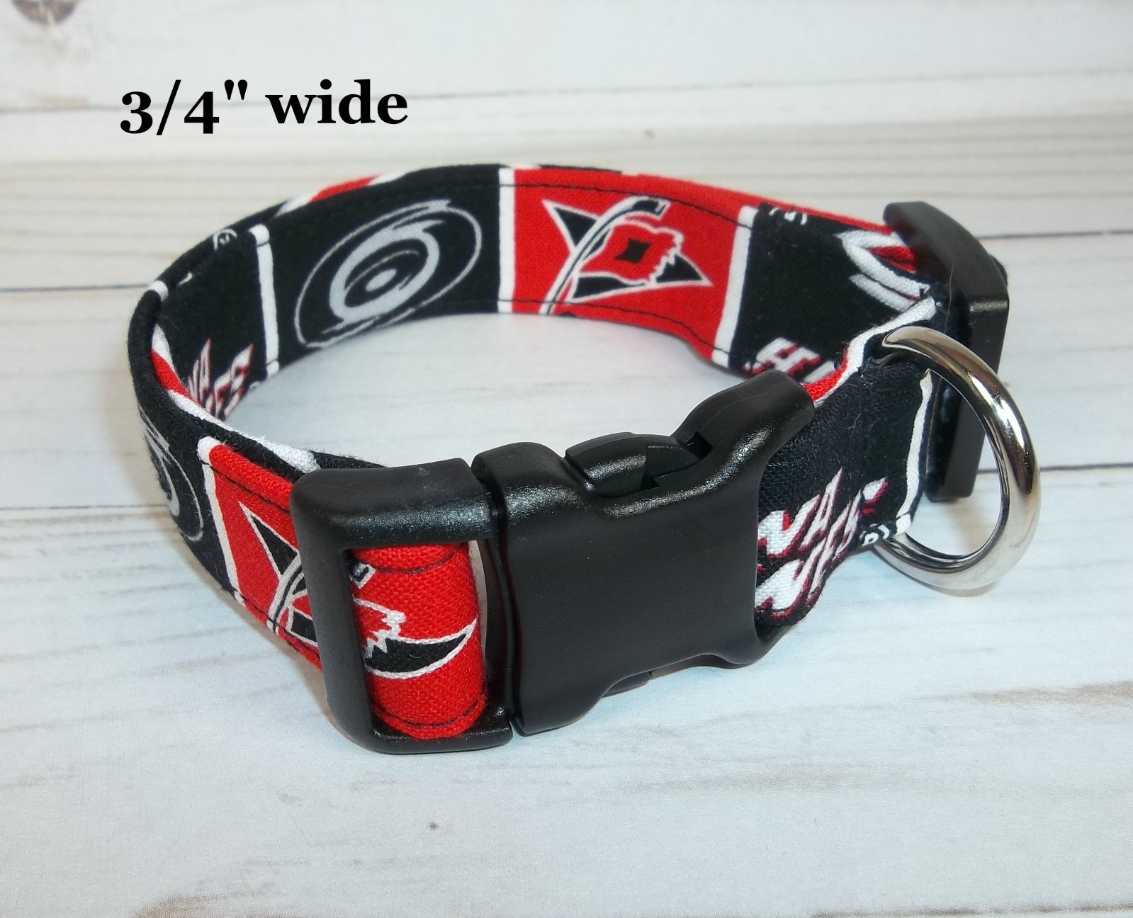 CAROLINA HURRICANES #2 Terri’s Dog Collar handmade adjustable with NHL fabric