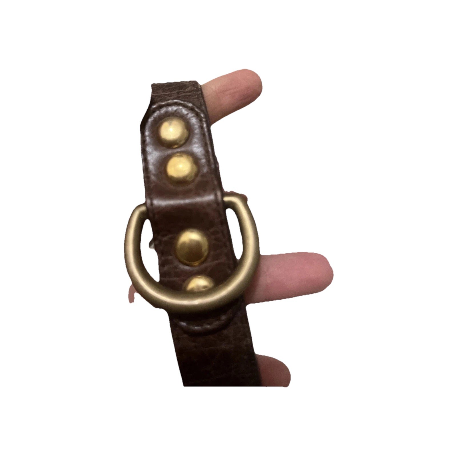 Dog Quality Leather Distressed Brown 18 Gold Hardware Collar XL