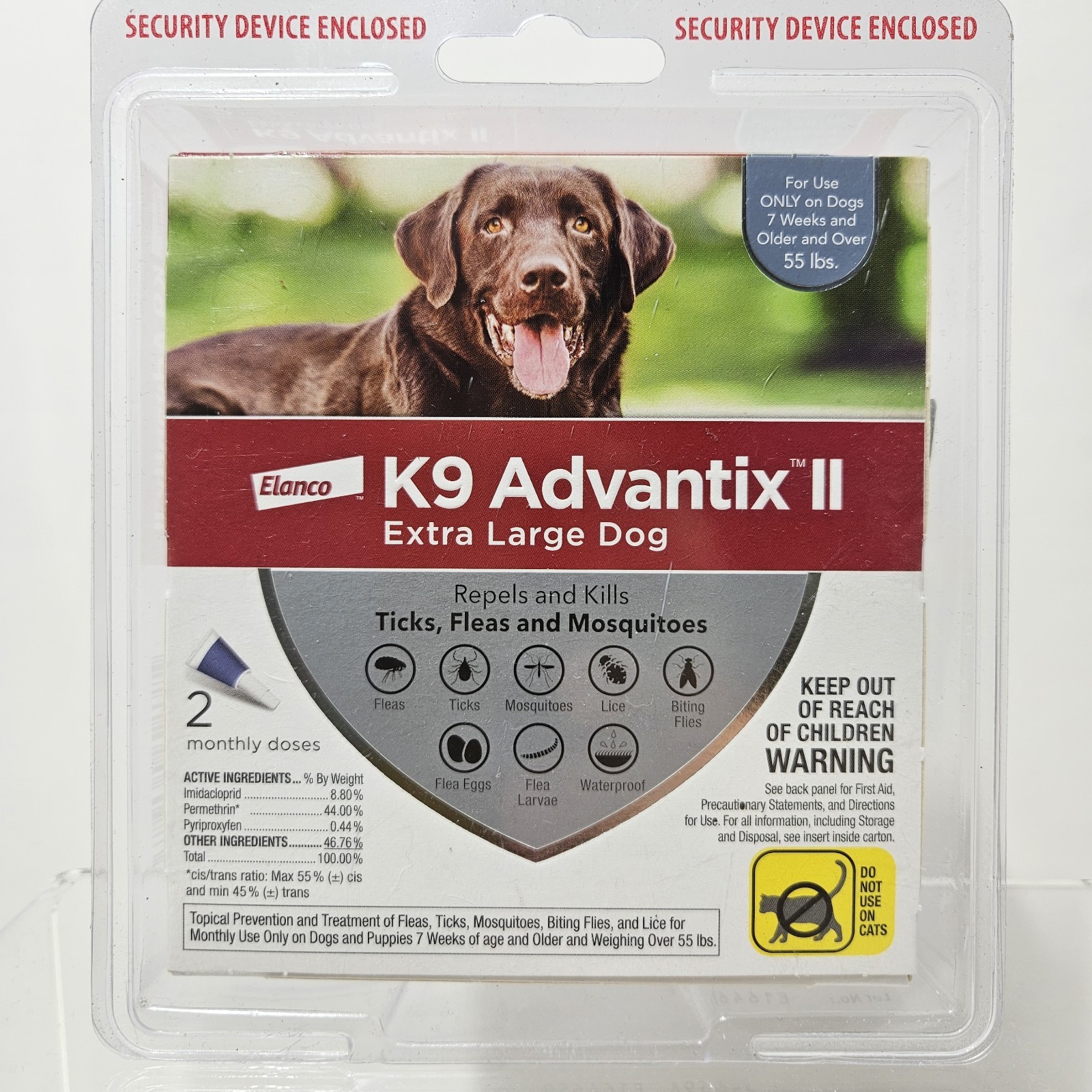 K9 Advantix II Extra Large Dog 55+ Lbs Flea Tick Mosquito Treatment 2 Dose Box