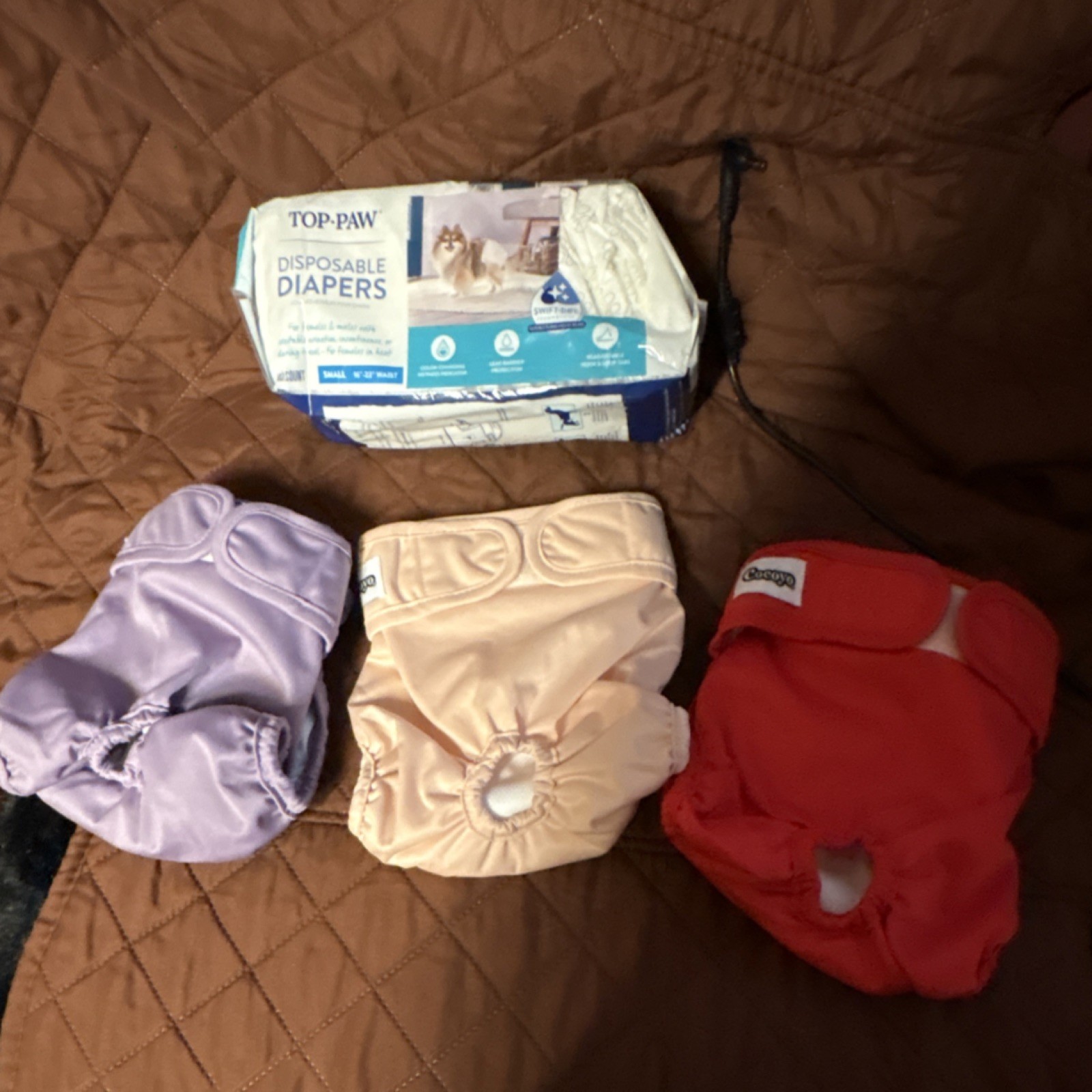 Top Paw Disposable & Reusable Dog Diapers Small/Medium Purple Unisex