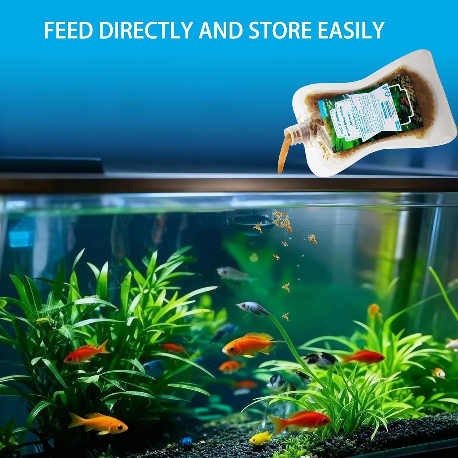 Brine Shrimp Fish Food, Ready to Use Aquarium Fish Food, Non-Living Instant Food