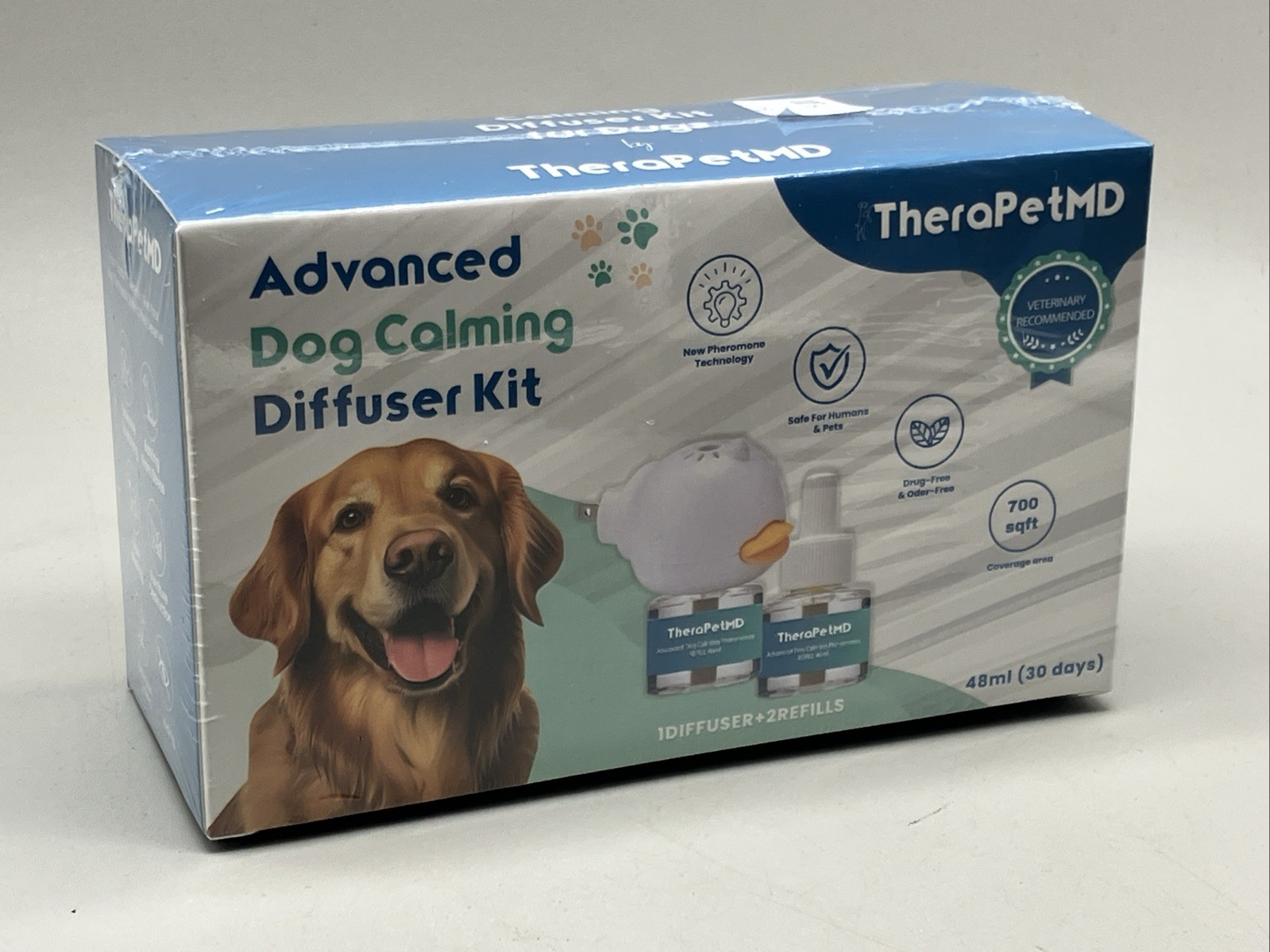 TheraPetMD Advanced Dog Calming Diffuser Kit with Pheromone Refill 48ml, White