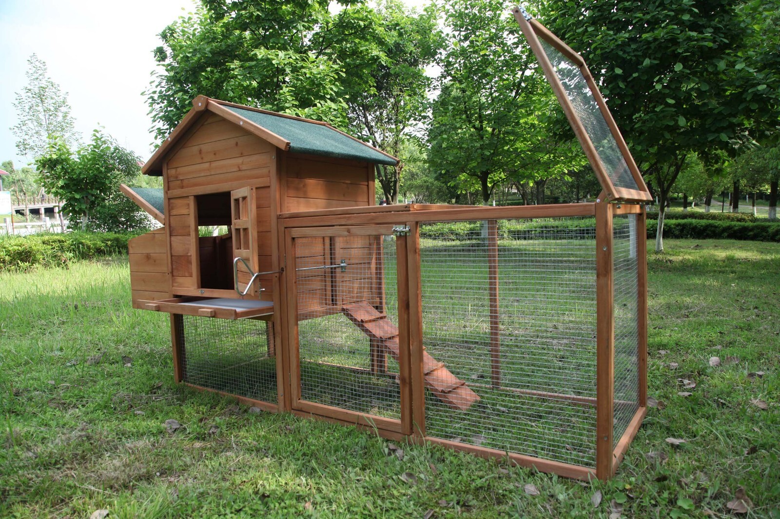 Outdoor 80“ Wooden Chicken Coop Nest Box Hen House Poultry Pet Hutch Garden