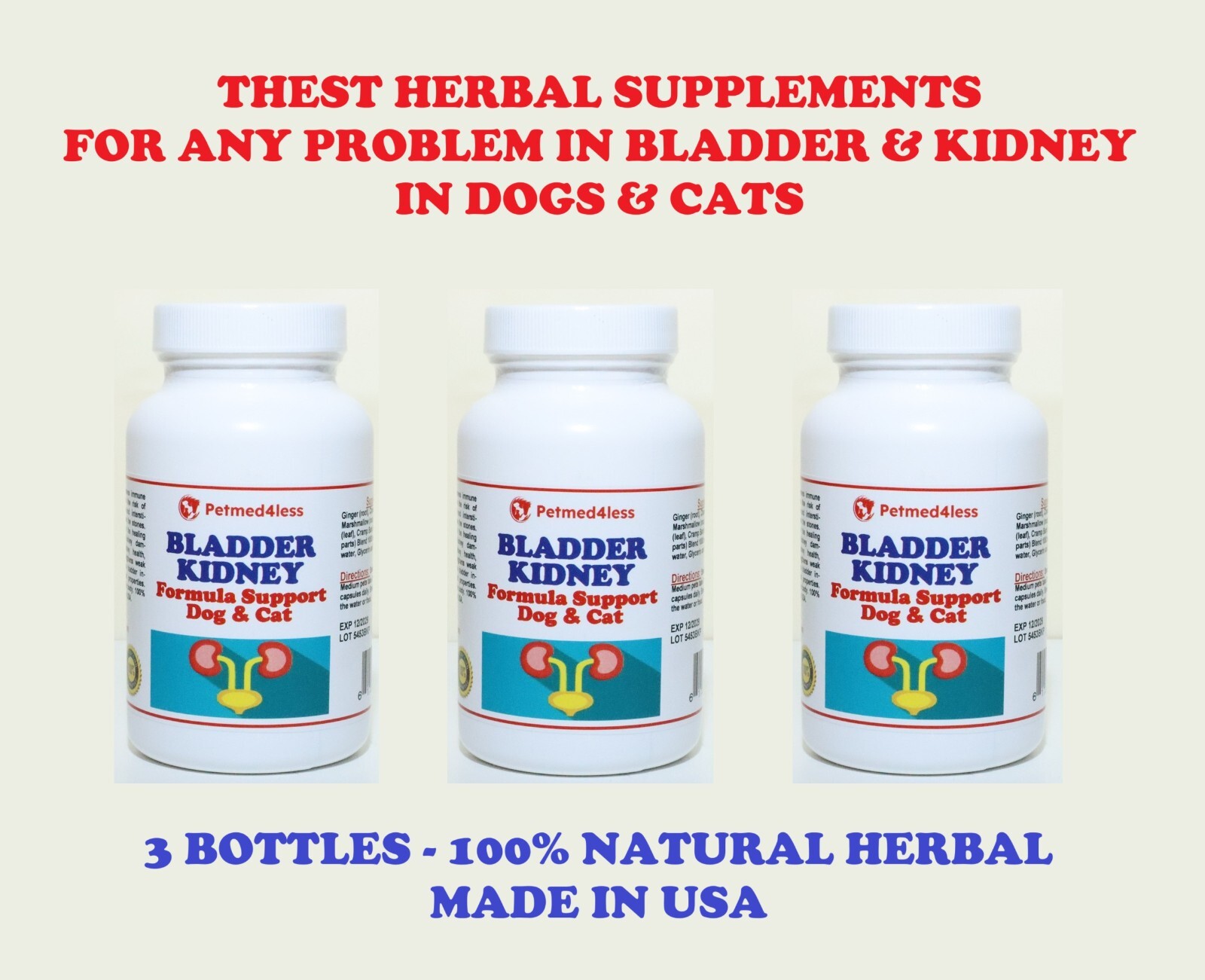 BLADDER & KIDNEY DISEASE CARE FOR DOGS & CATS – BREAK ANY SIZES STONES MADE USA