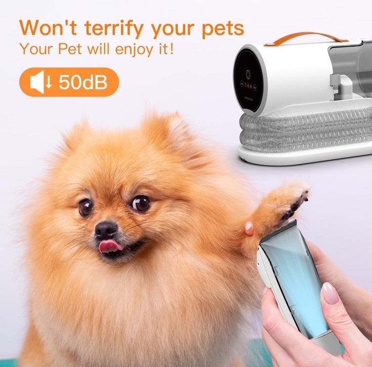 AIRROBO PG100 Pet Grooming Vacuum with 5 Grooming Tools, 12000Pa Suction Power