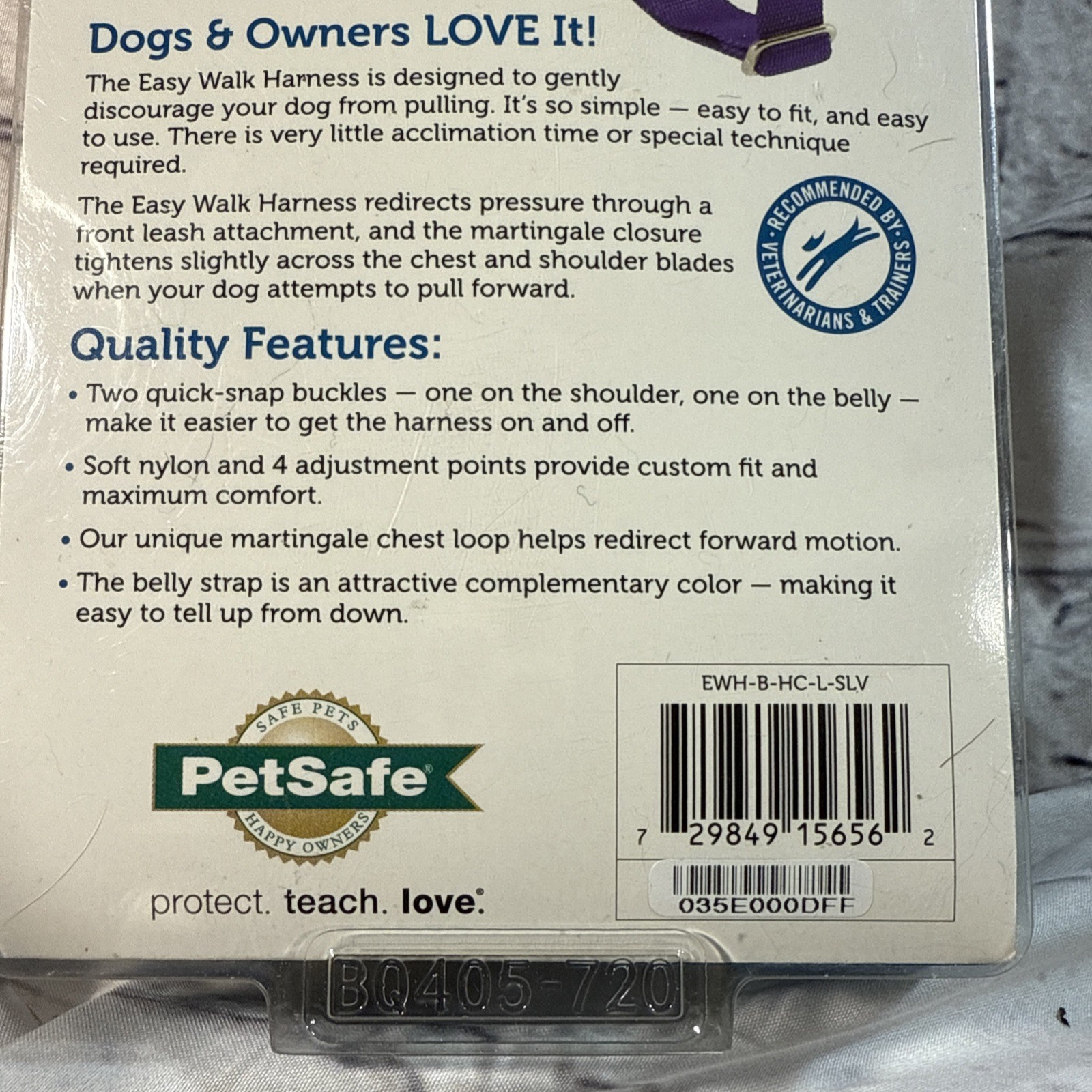 PetSafe Deluxe Easy Walk No-Pull Harness, Large,Silver Bling /Gray New