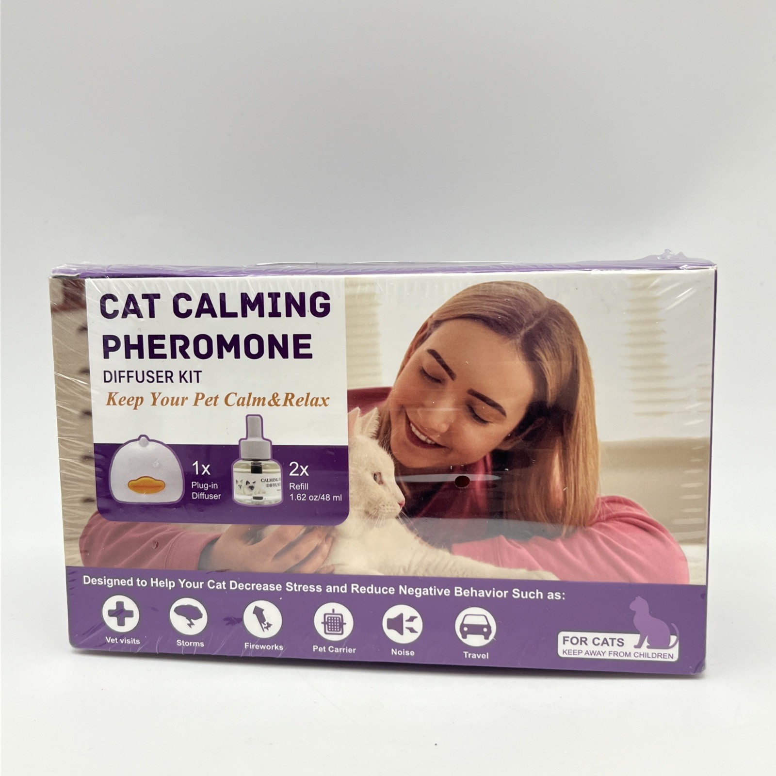 Cat Calming Pheromone Diffuser Kit + 2 Refills 1.62oz Stress Relief Behavior