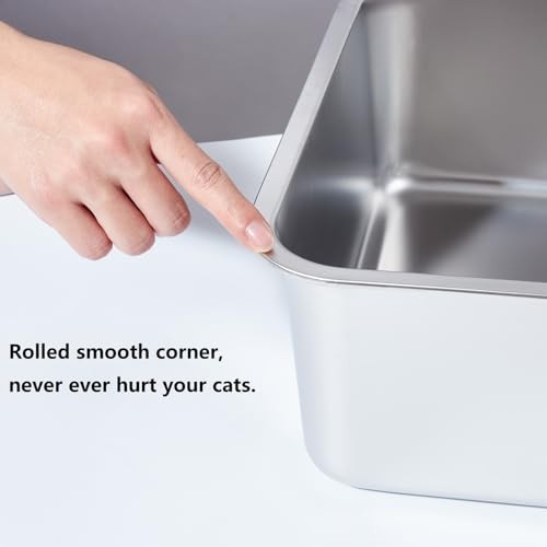 XL Stainless Steel Litter Box with Lid, Extra Large Large to XL:23″×14.6″×10″