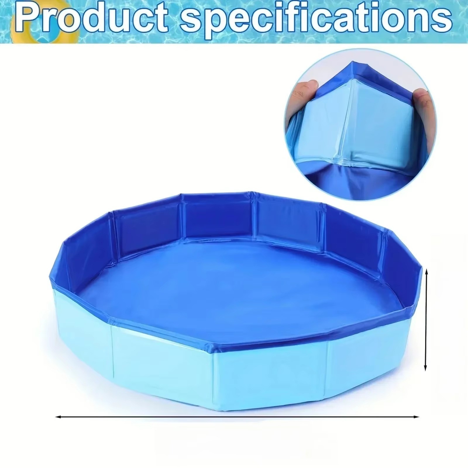 Foldable Dog Pool, Portable Hard Plastic Dog Swimming Pool, Outdoor Collapsible