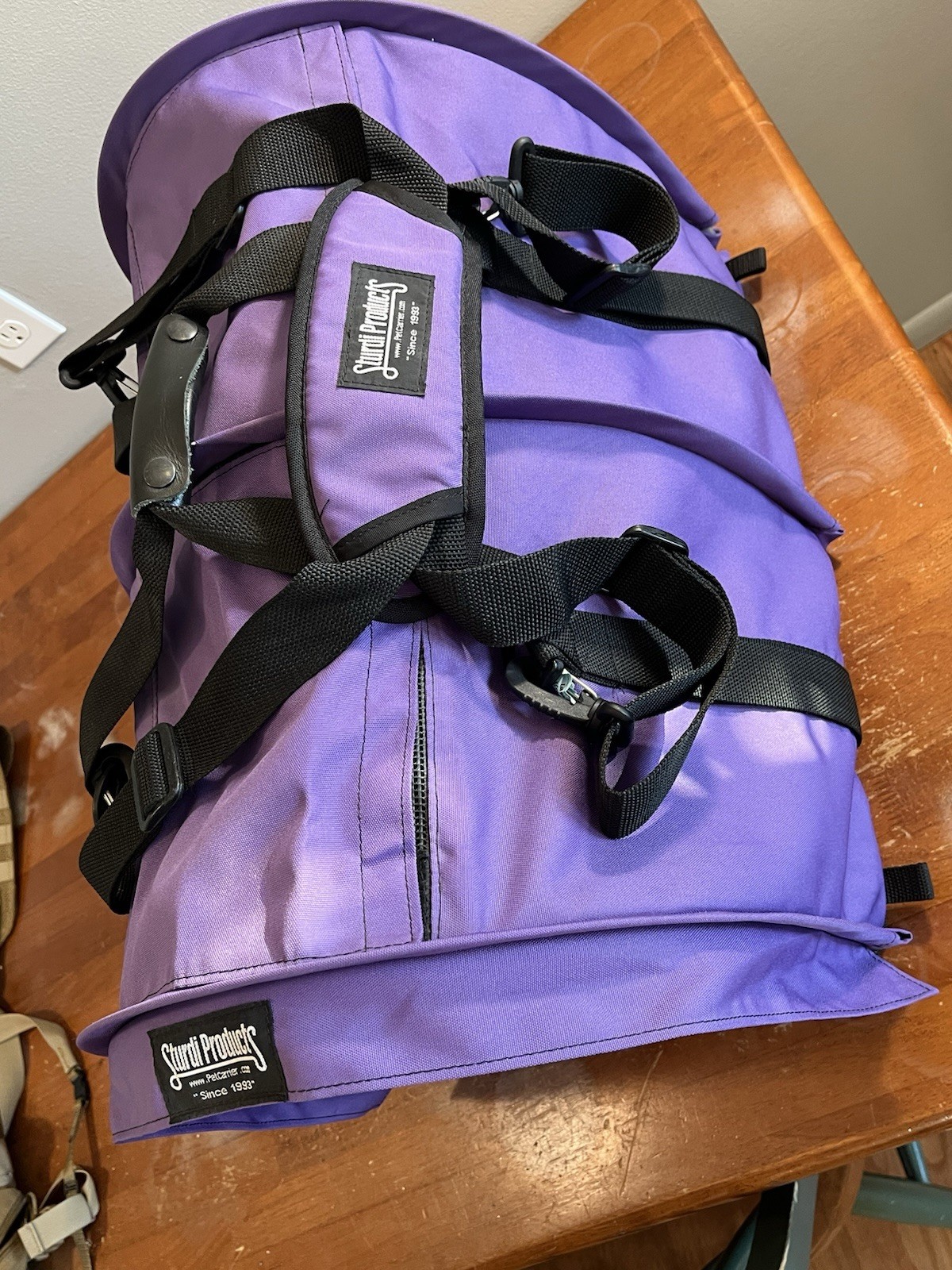 Sturdi Products Airline Pet Carrier Soft-Side Fabric Collapsible Purple Mesh Pad