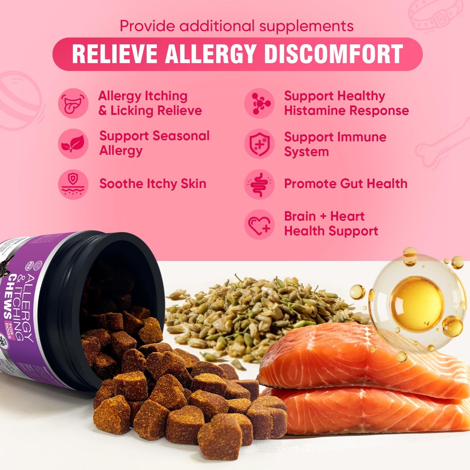 Ttlxrl Dog Allergy Chews For Itchy Support 200 Soft Chews